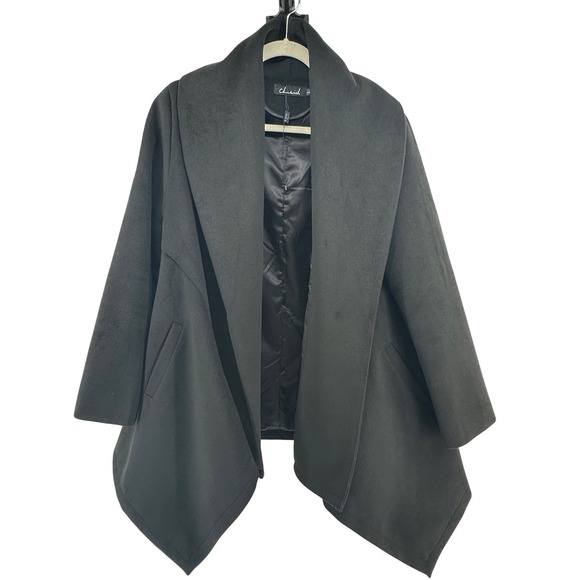 Chicwish Jackets & Blazers - Chicwish Jacket Womens L Black Short Coat Wool Blend Lined Open‎ Front Opera